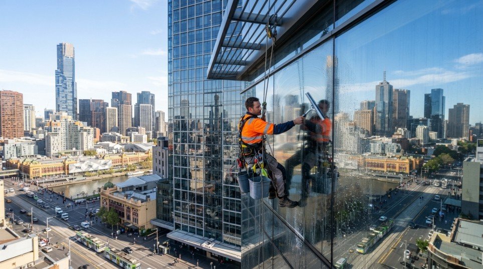 Window cleaning as part of specialised commercial cleaning services Melbourne