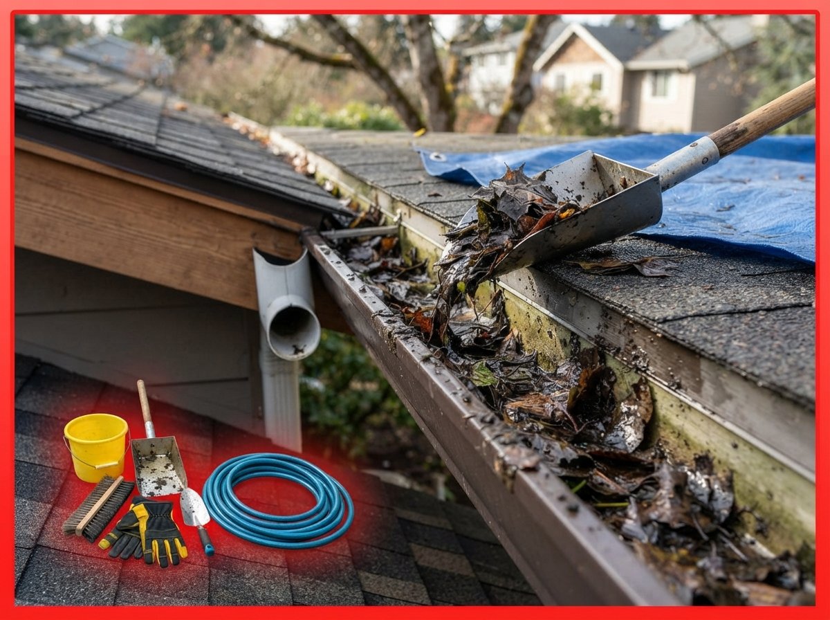 Gutter cleaning service removing debris and leaves in Melbourne