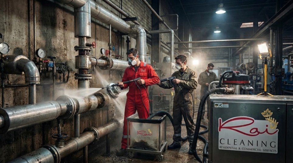 Specialized equipment used for industrial pipe cleaning