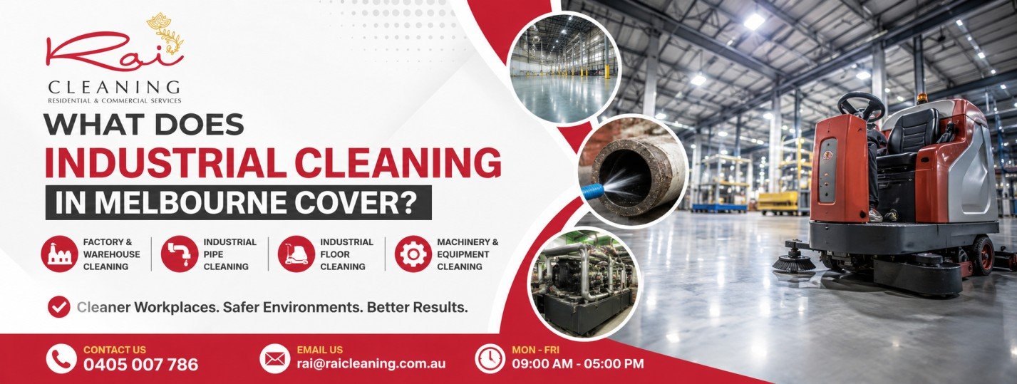Professional industrial cleaner cleaning a factory floor in Melbourne